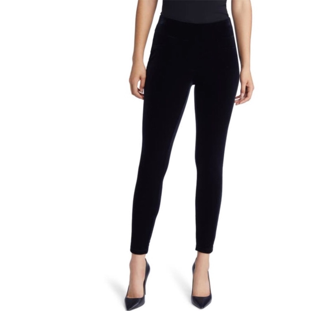 Anne Klein Leggings Black Velour Pull On High Rise Ankle Pants Small